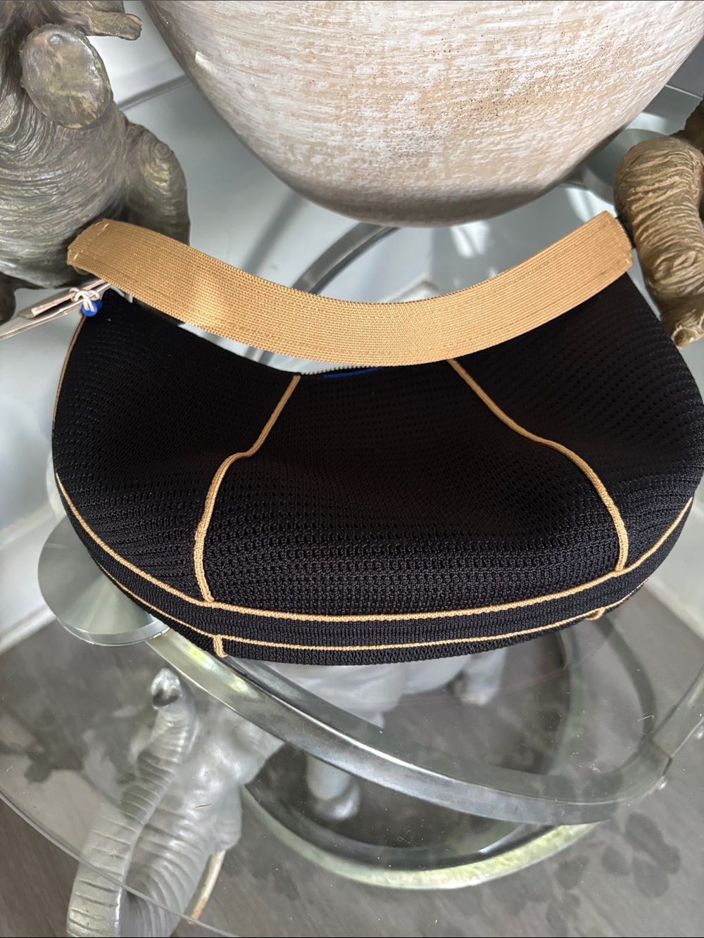 Rothy's Black Shoulder Bag with Tan Trim - Picture 4 of 5